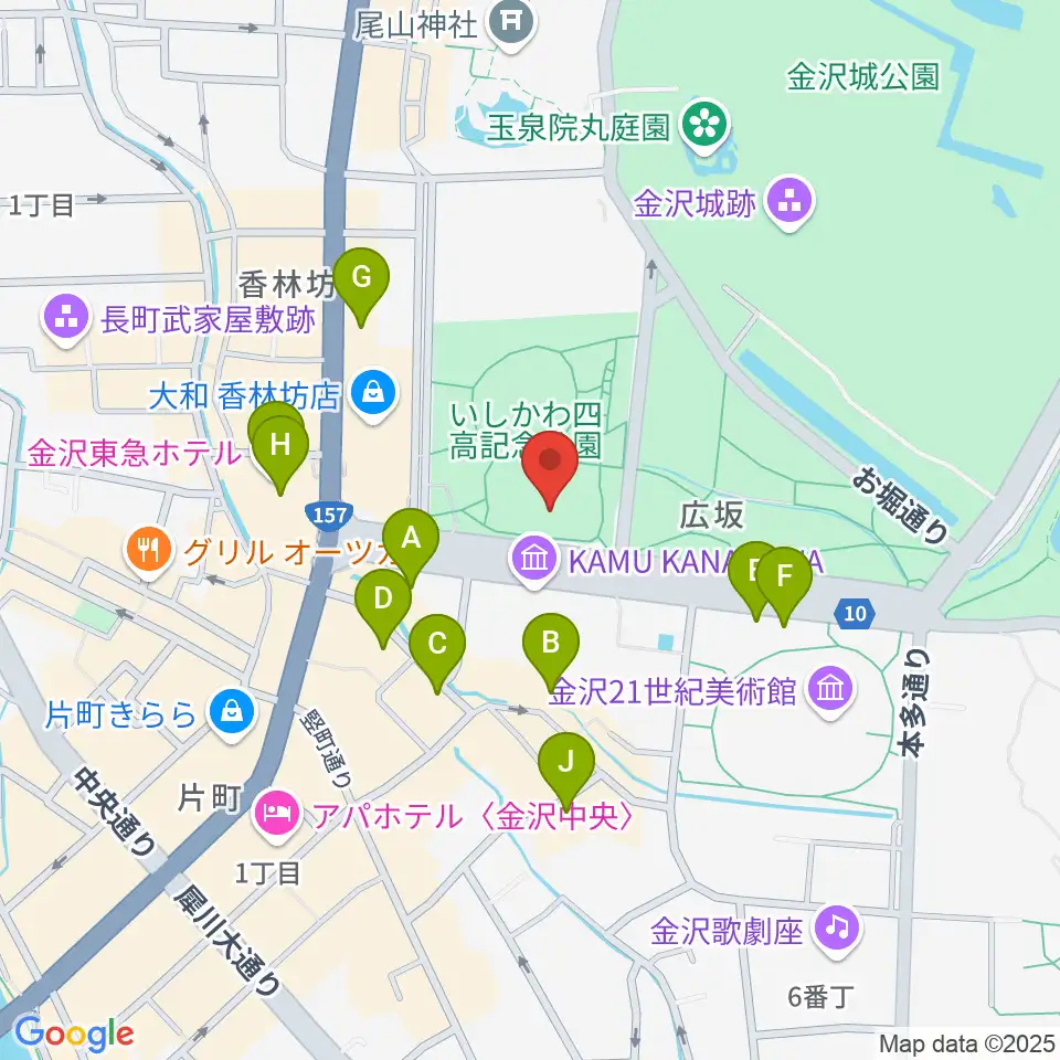 石川四高記念文化交流館周辺のホテル一覧地図