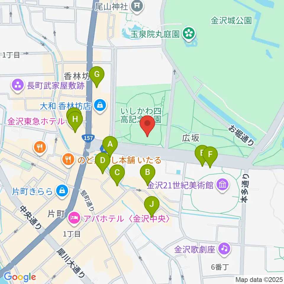 石川四高記念文化交流館周辺のホテル一覧地図