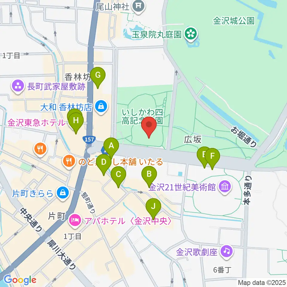 石川四高記念文化交流館周辺のホテル一覧地図