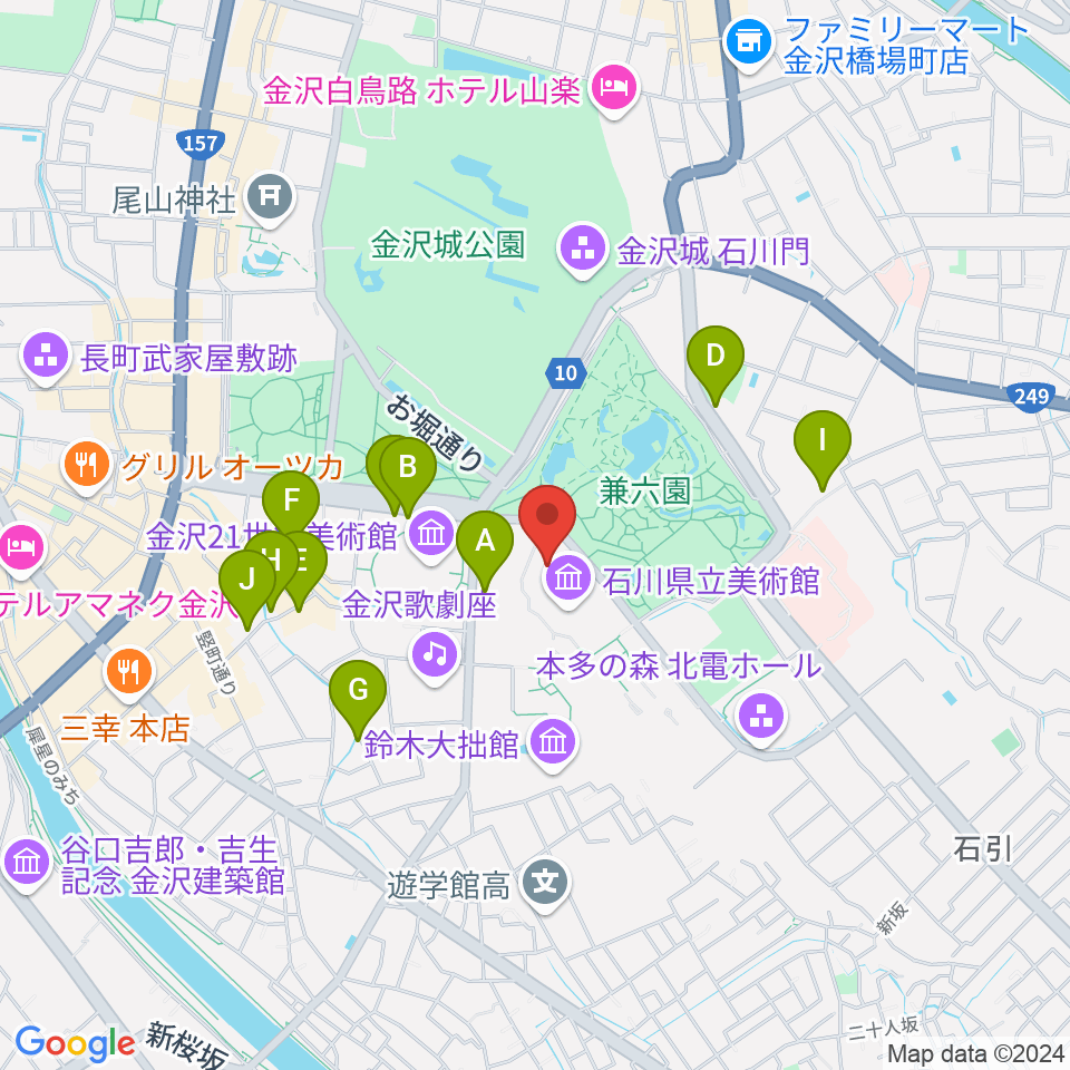 石川県立美術館広坂別館周辺のホテル一覧地図