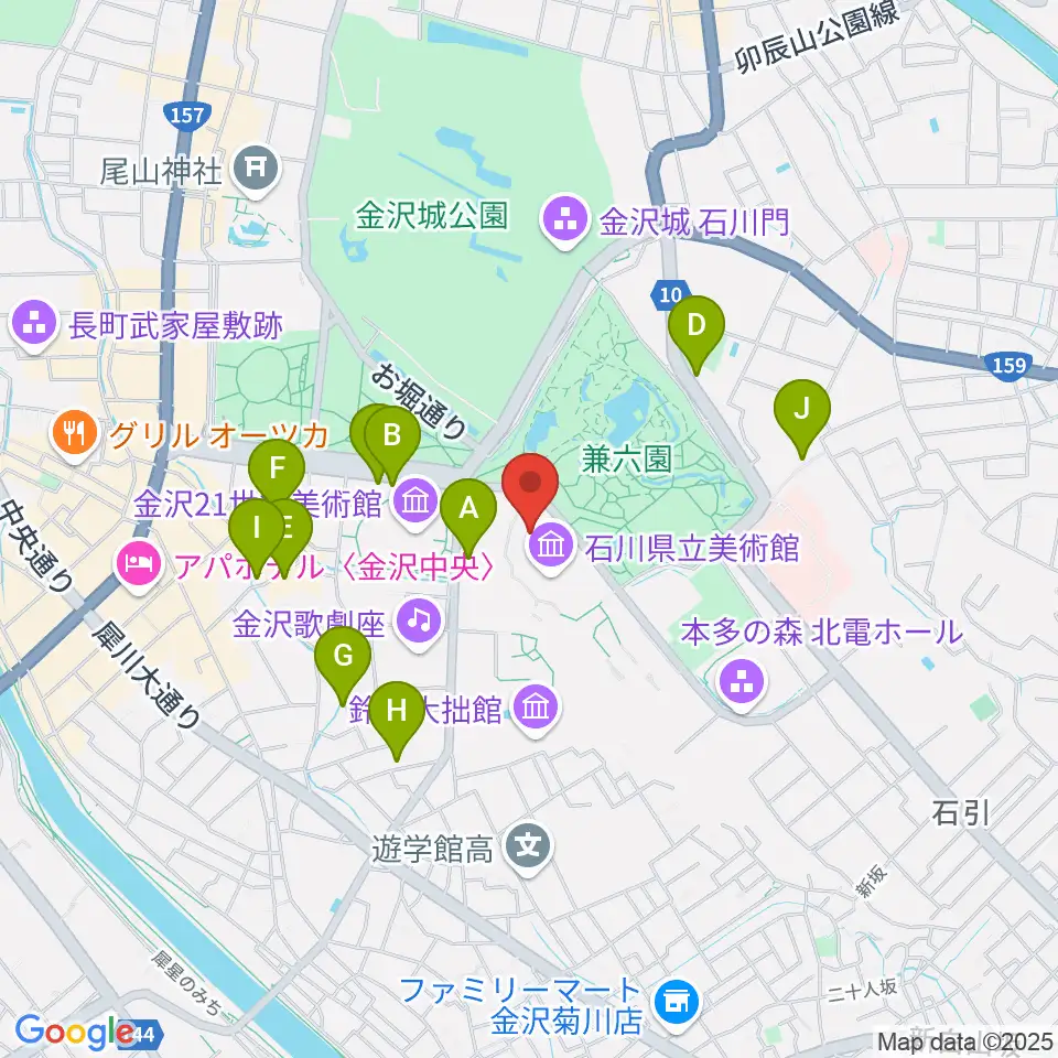 石川県立美術館広坂別館周辺のホテル一覧地図