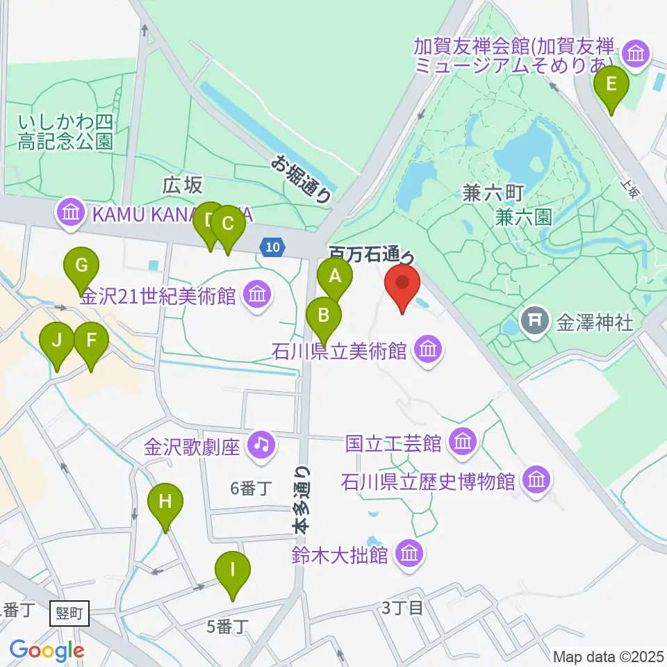 石川県立美術館広坂別館周辺のホテル一覧地図