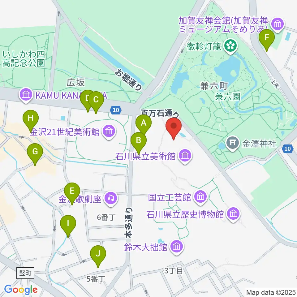 石川県立美術館広坂別館周辺のホテル一覧地図