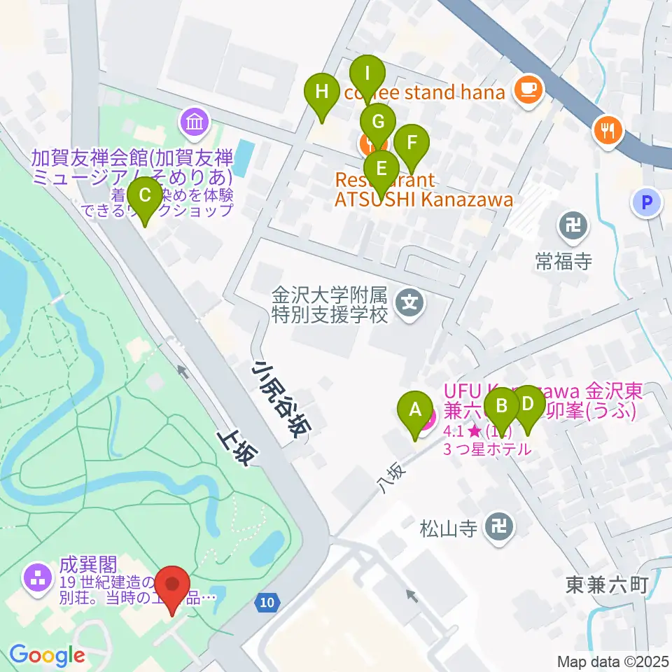 いしかわ生活工芸ミュージアム周辺のホテル一覧地図