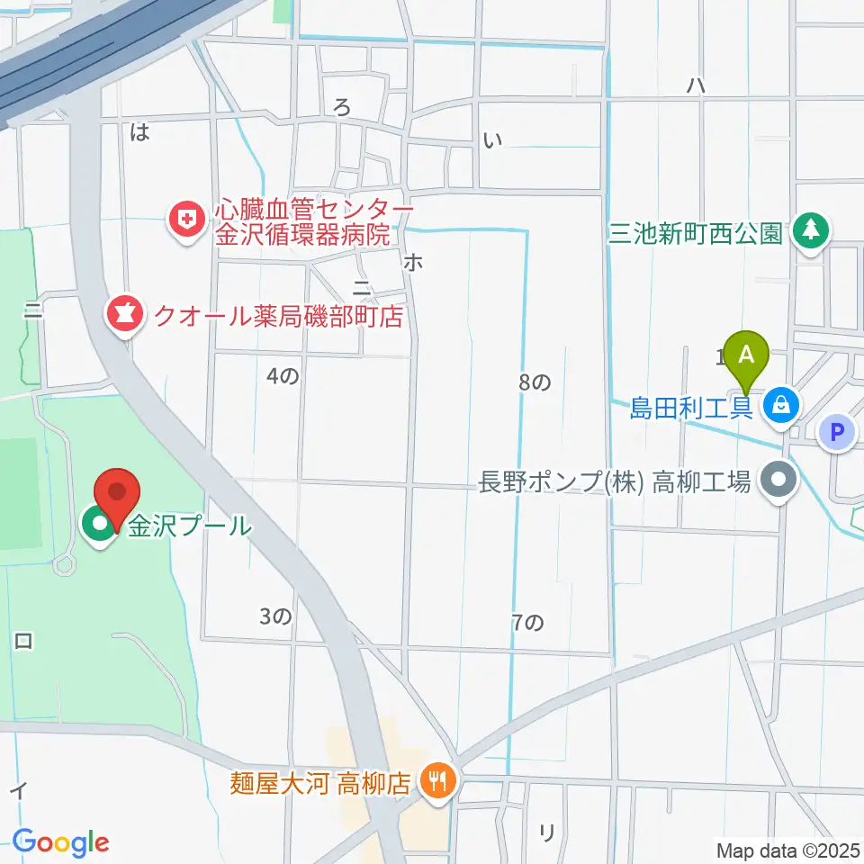 金沢プール周辺のホテル一覧地図
