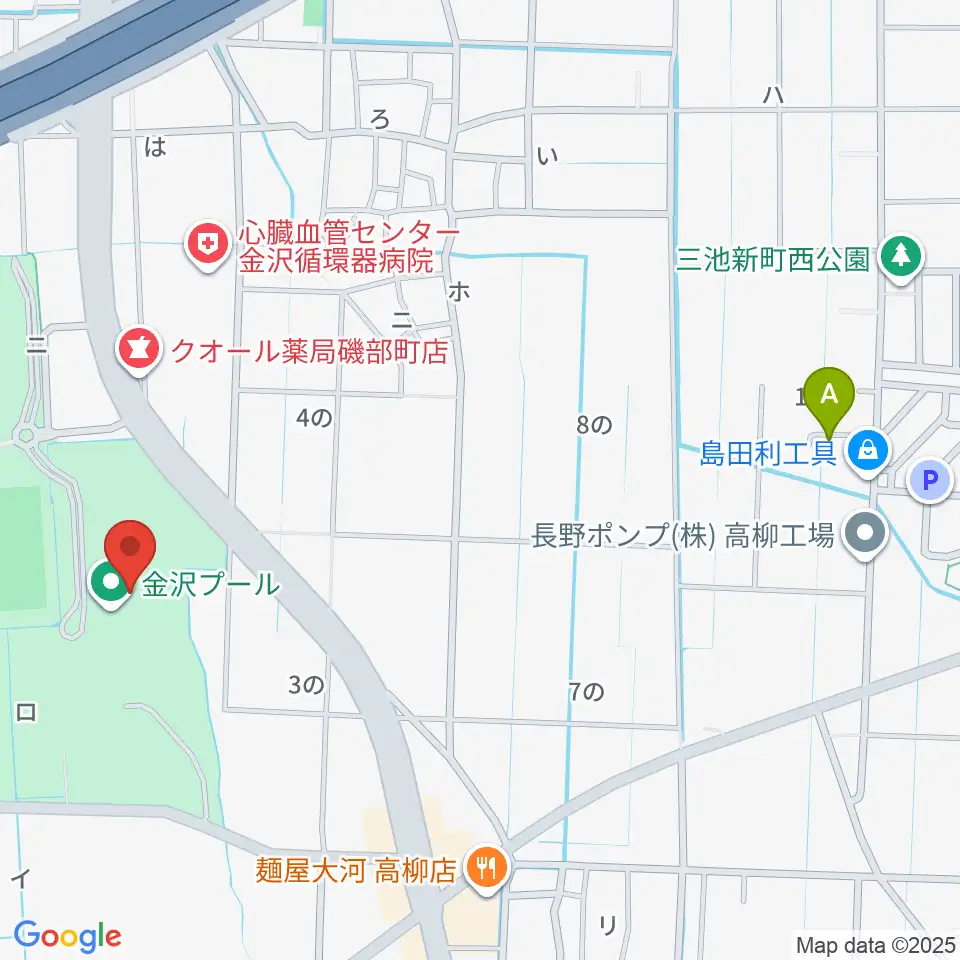 金沢プール周辺のホテル一覧地図