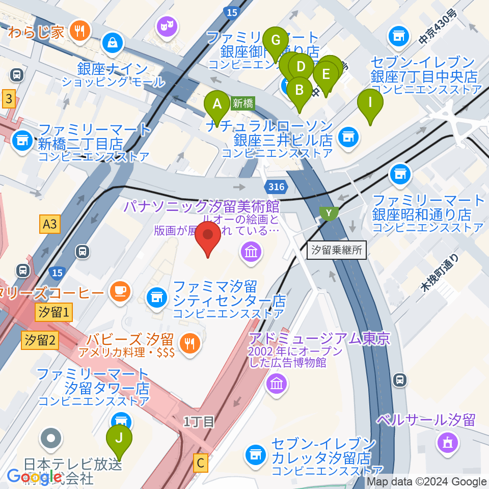 旧新橋停車場 鉄道歴史展示室周辺のホテル一覧地図