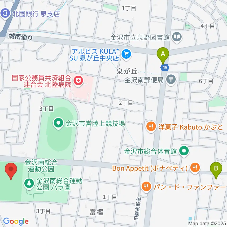 金沢市営球技場周辺のホテル一覧地図