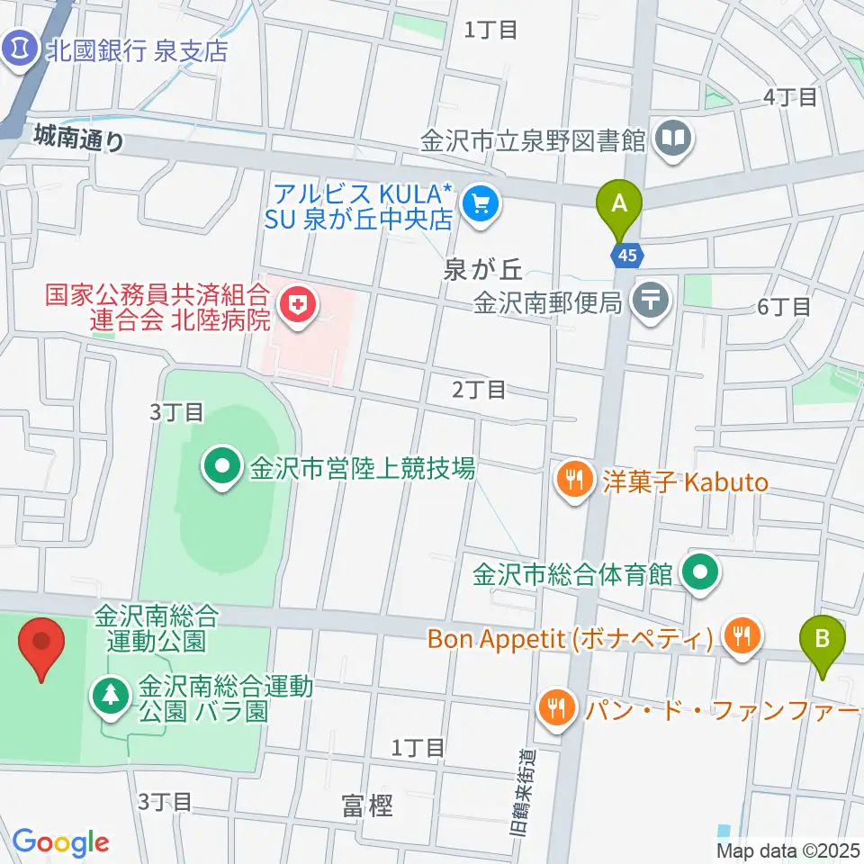 金沢市営球技場周辺のホテル一覧地図
