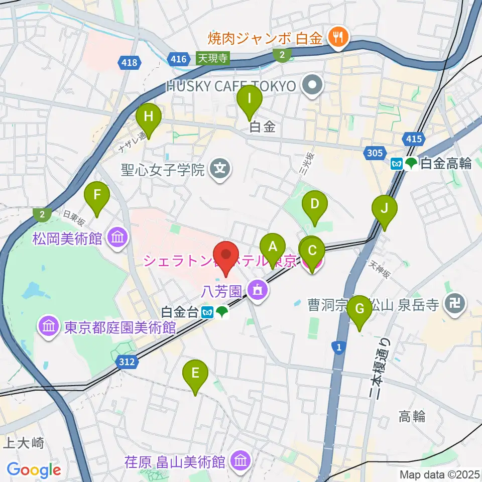 港区立郷土歴史館周辺のホテル一覧地図