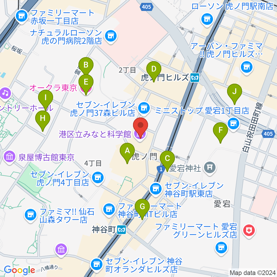 港区立みなと科学館周辺のホテル一覧地図