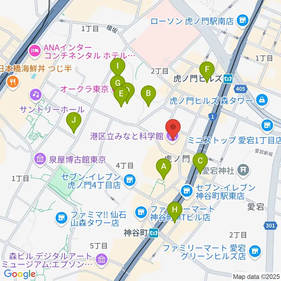 港区立みなと科学館周辺のホテル一覧地図