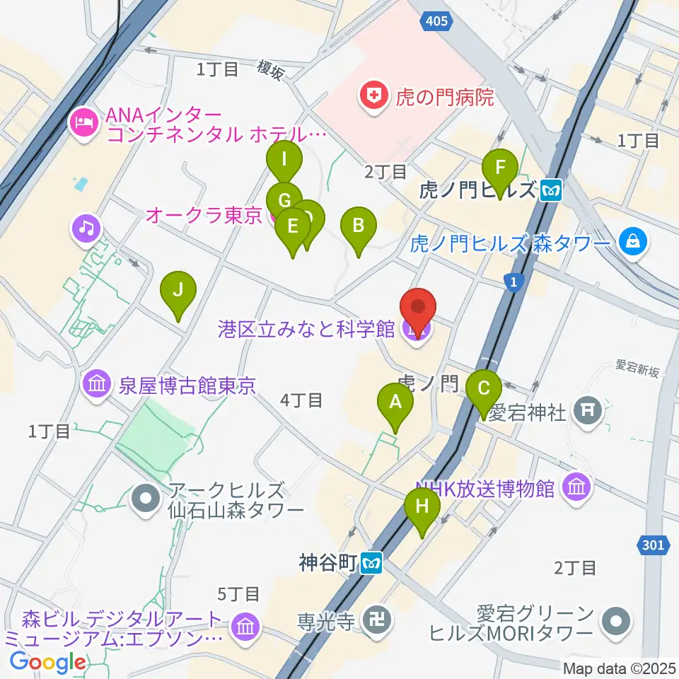 港区立みなと科学館周辺のホテル一覧地図