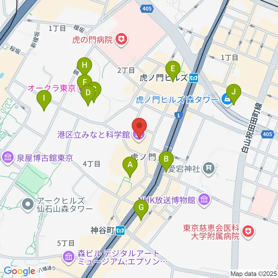 港区立みなと科学館周辺のホテル一覧地図