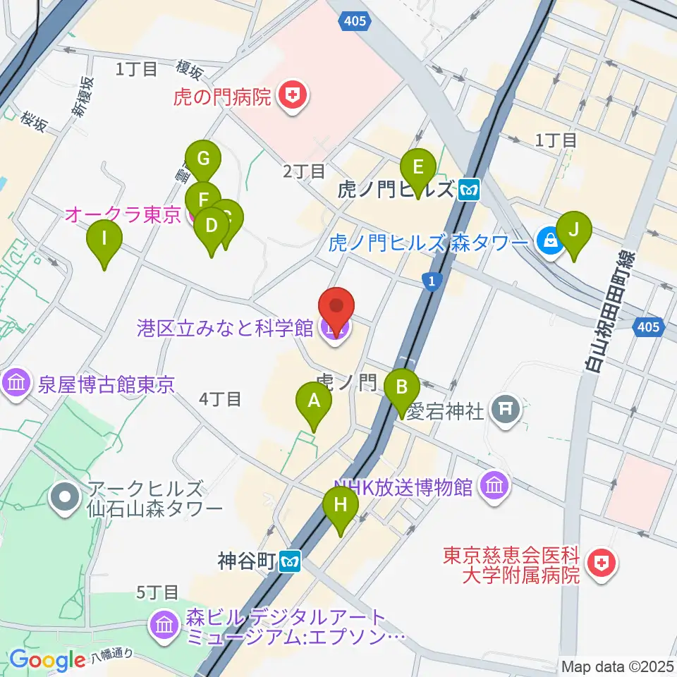 港区立みなと科学館周辺のホテル一覧地図