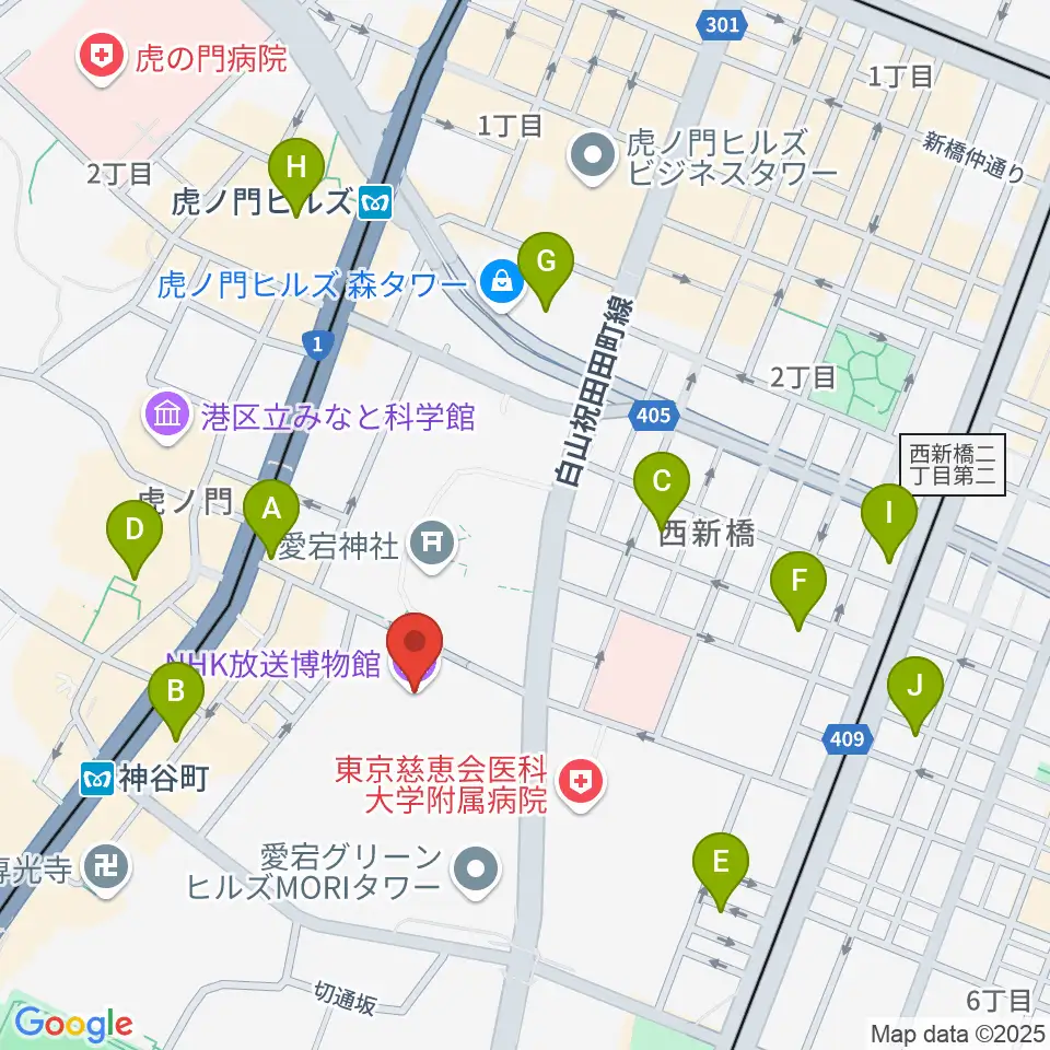 NHK放送博物館周辺のホテル一覧地図