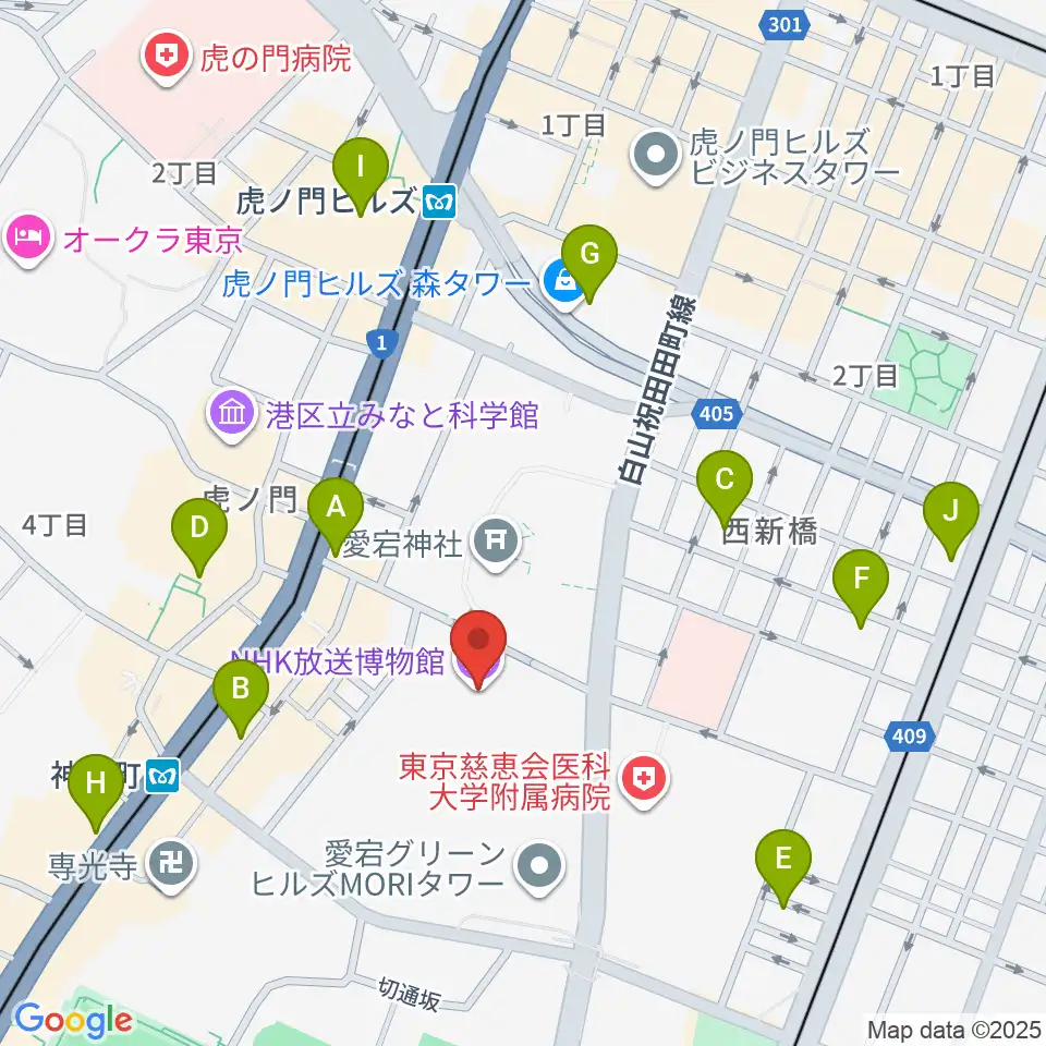 NHK放送博物館周辺のホテル一覧地図