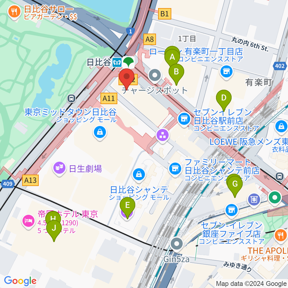 ベヒシュタイン・セントラム 東京周辺のホテル一覧地図