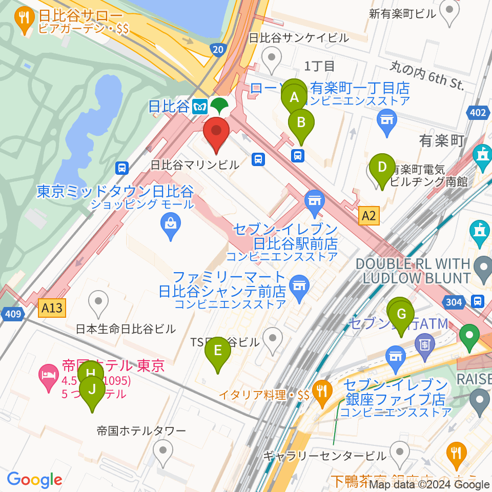ベヒシュタイン・セントラム 東京ザール周辺のホテル一覧地図