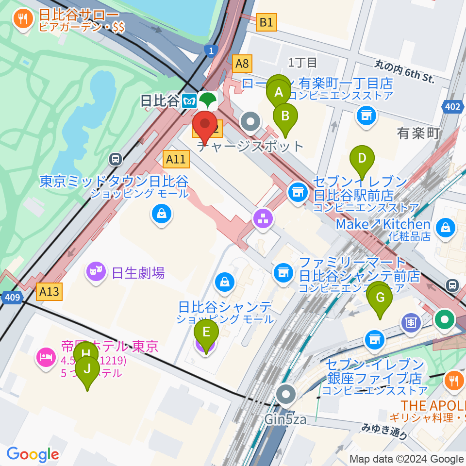 ベヒシュタイン・セントラム 東京ザール周辺のホテル一覧地図