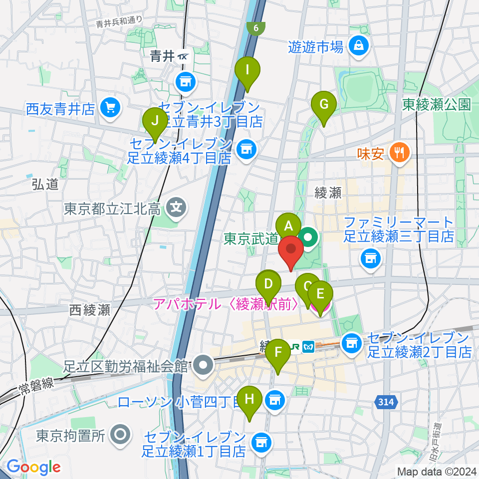 カフェオレーベルスタジオ周辺のホテル一覧地図