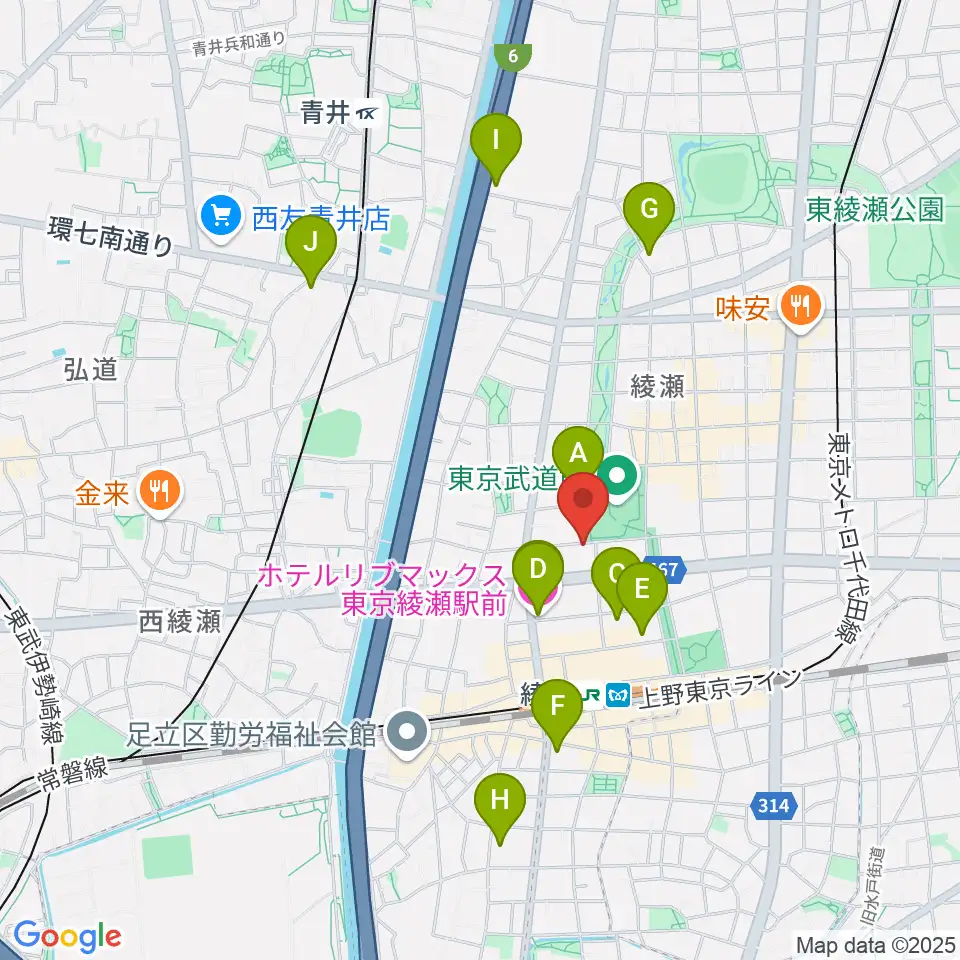 カフェオレーベルスタジオ周辺のホテル一覧地図