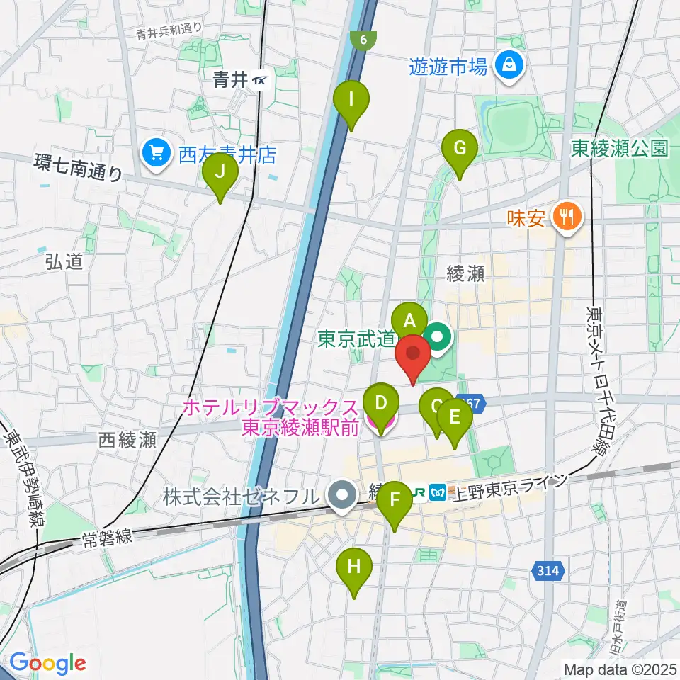 カフェオレーベルスタジオ周辺のホテル一覧地図