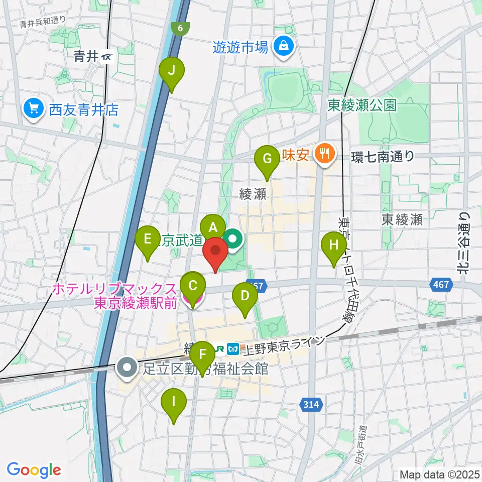 カフェオレーベルスタジオ周辺のホテル一覧地図