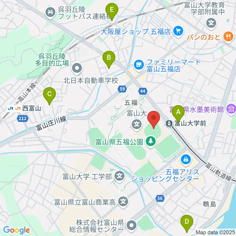 県営富山野球場周辺のホテル一覧地図