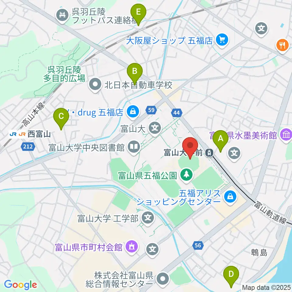 県営富山野球場周辺のホテル一覧地図