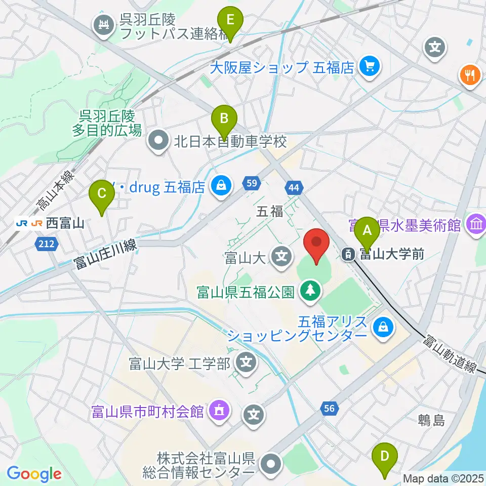 県営富山野球場周辺のホテル一覧地図
