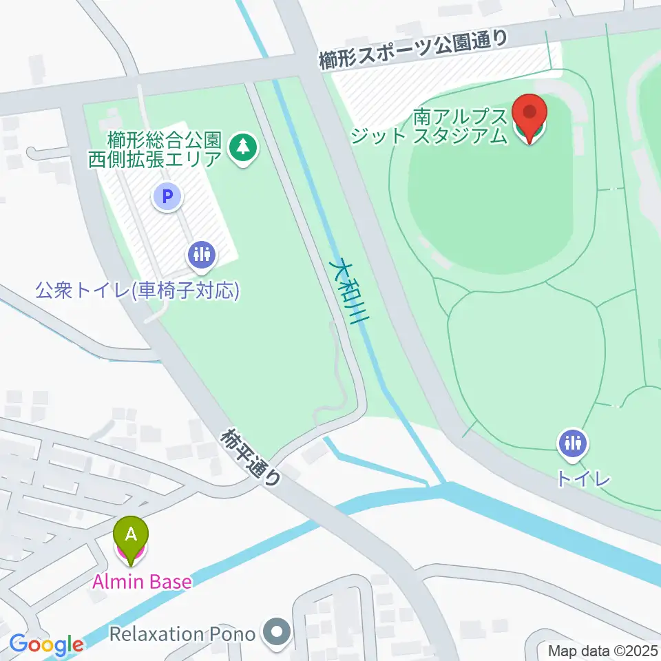 南アルプスジットスタジアム周辺のホテル一覧地図
