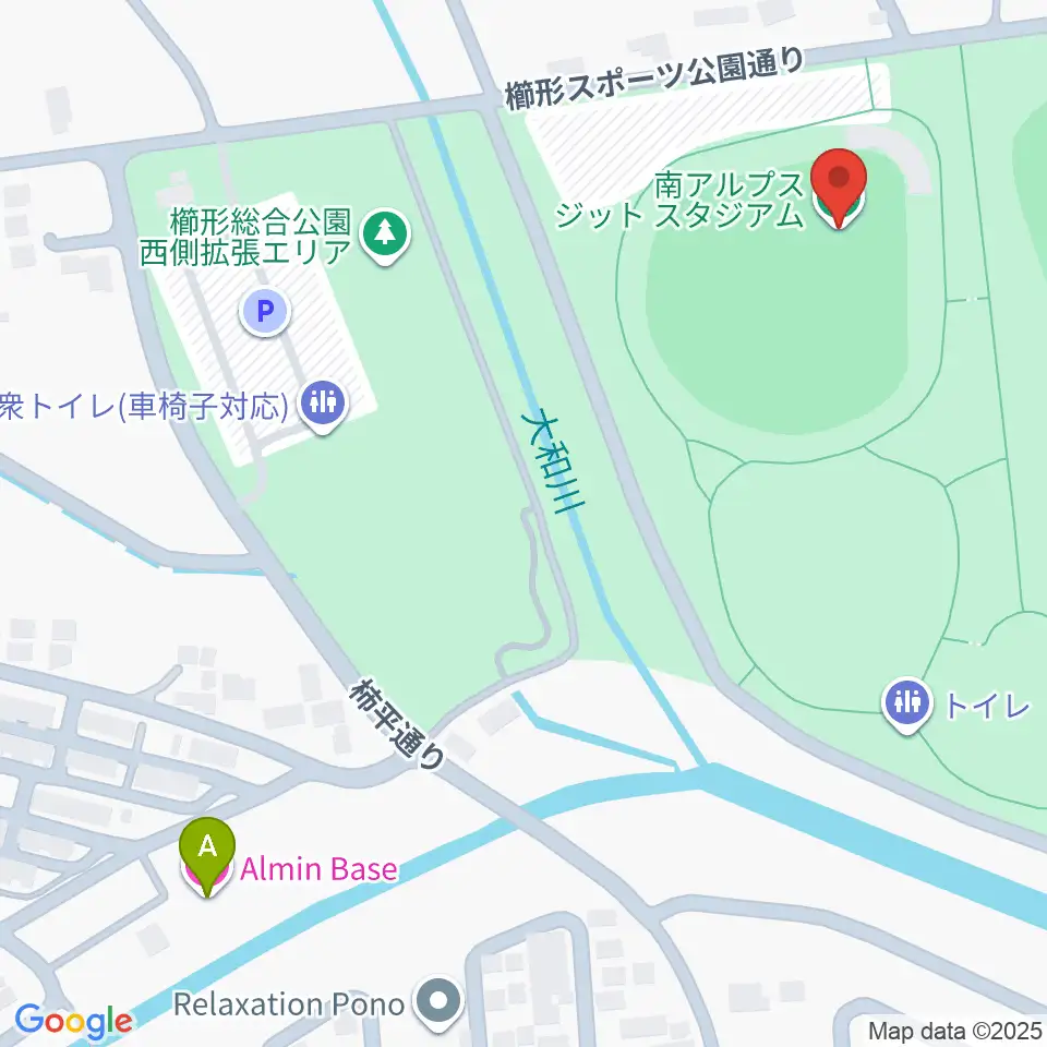 南アルプスジットスタジアム周辺のホテル一覧地図