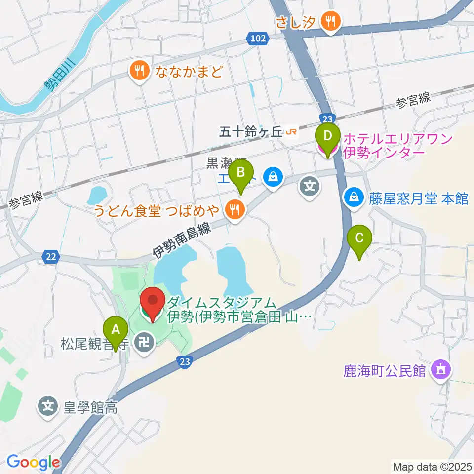ダイムスタジアム伊勢周辺のホテル一覧地図