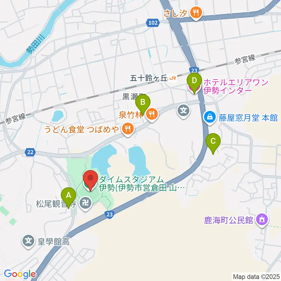 ダイムスタジアム伊勢周辺のホテル一覧地図