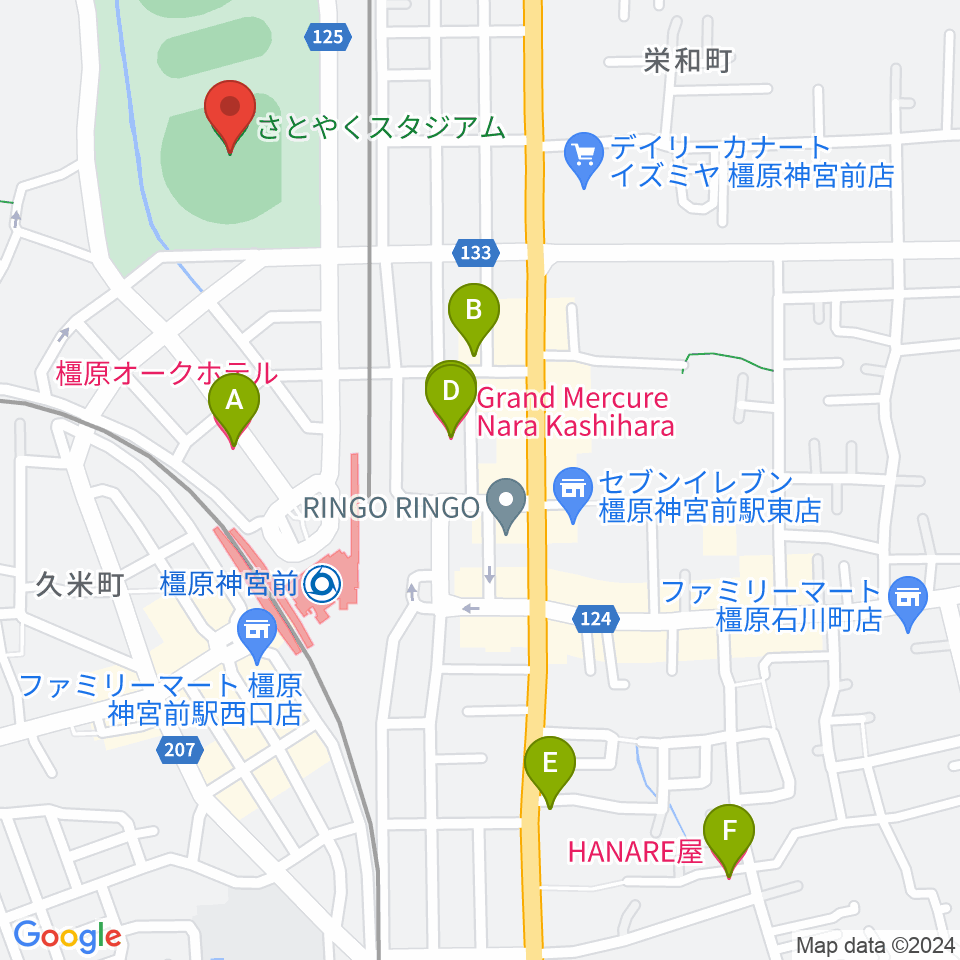 さとやくスタジアム周辺のホテル一覧地図