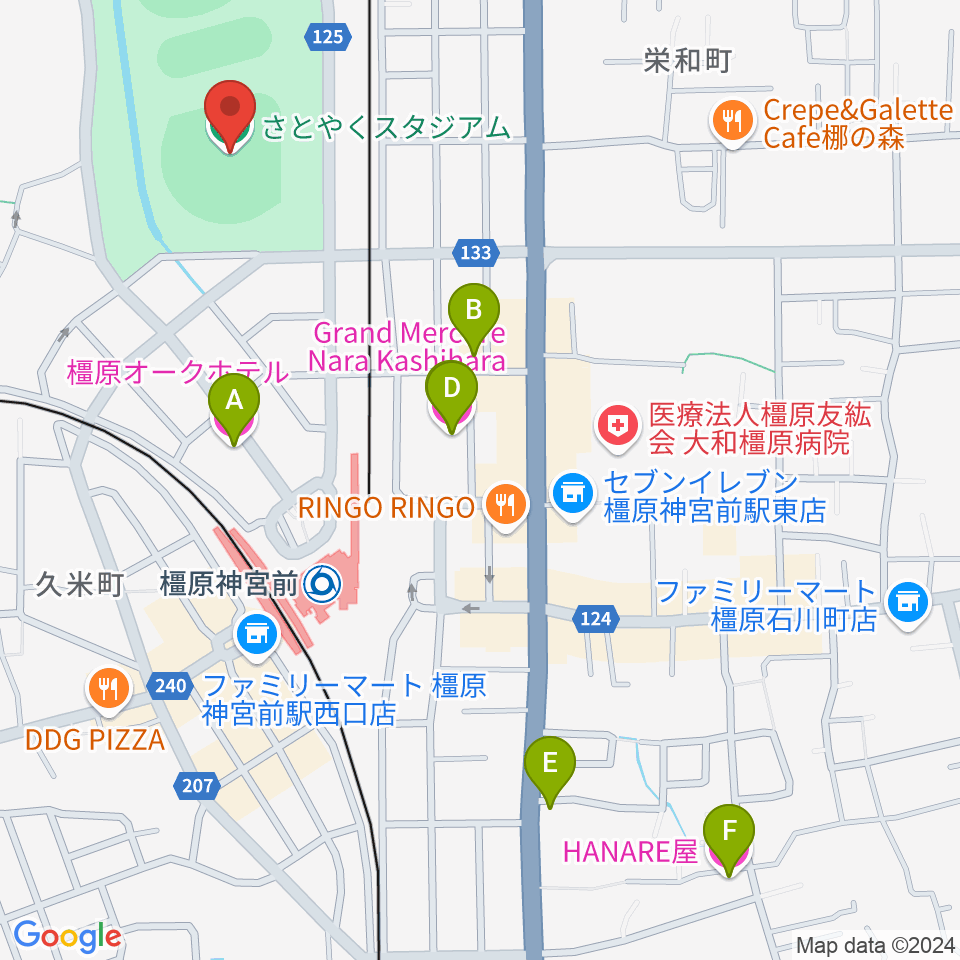 さとやくスタジアム周辺のホテル一覧地図