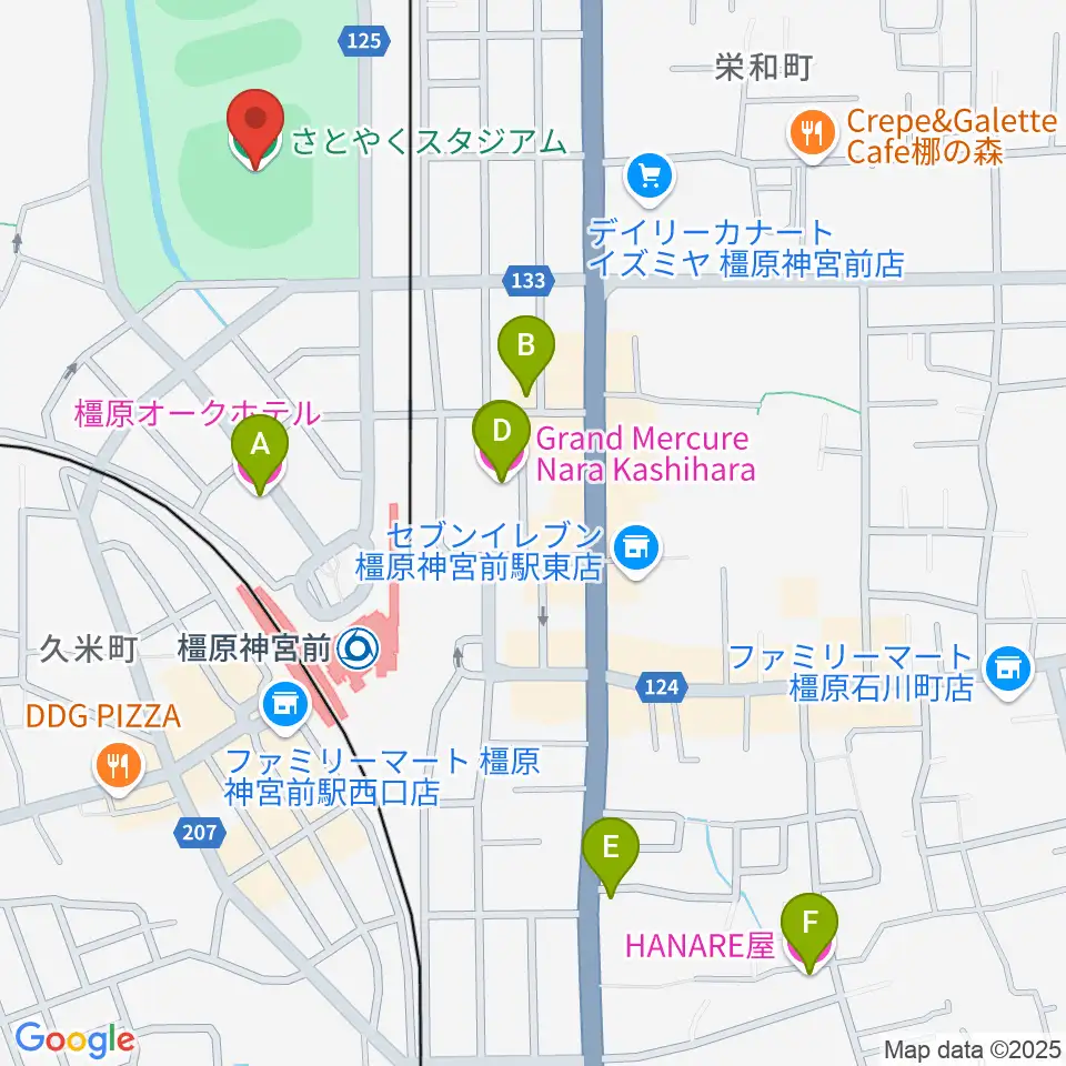 さとやくスタジアム周辺のホテル一覧地図