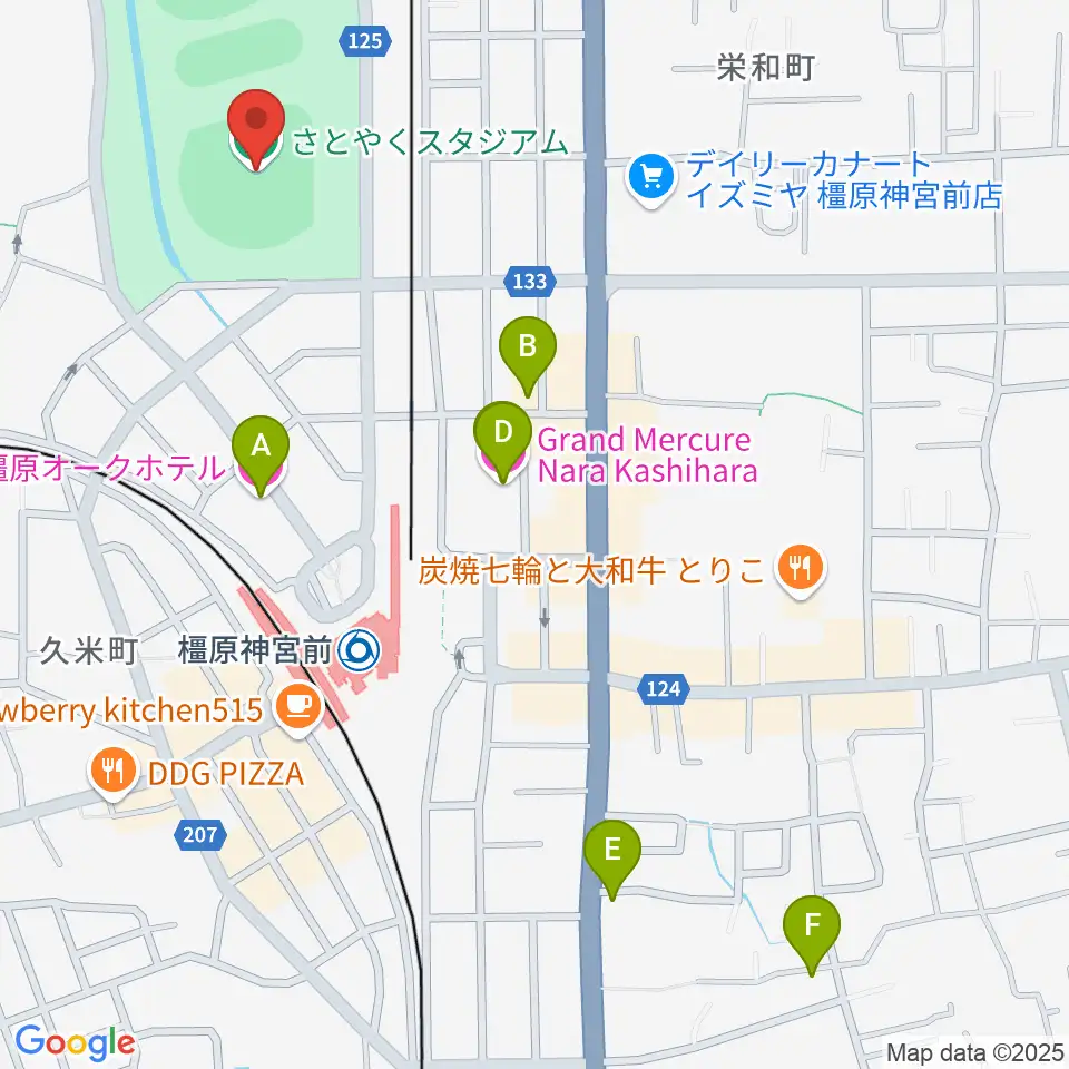 さとやくスタジアム周辺のホテル一覧地図