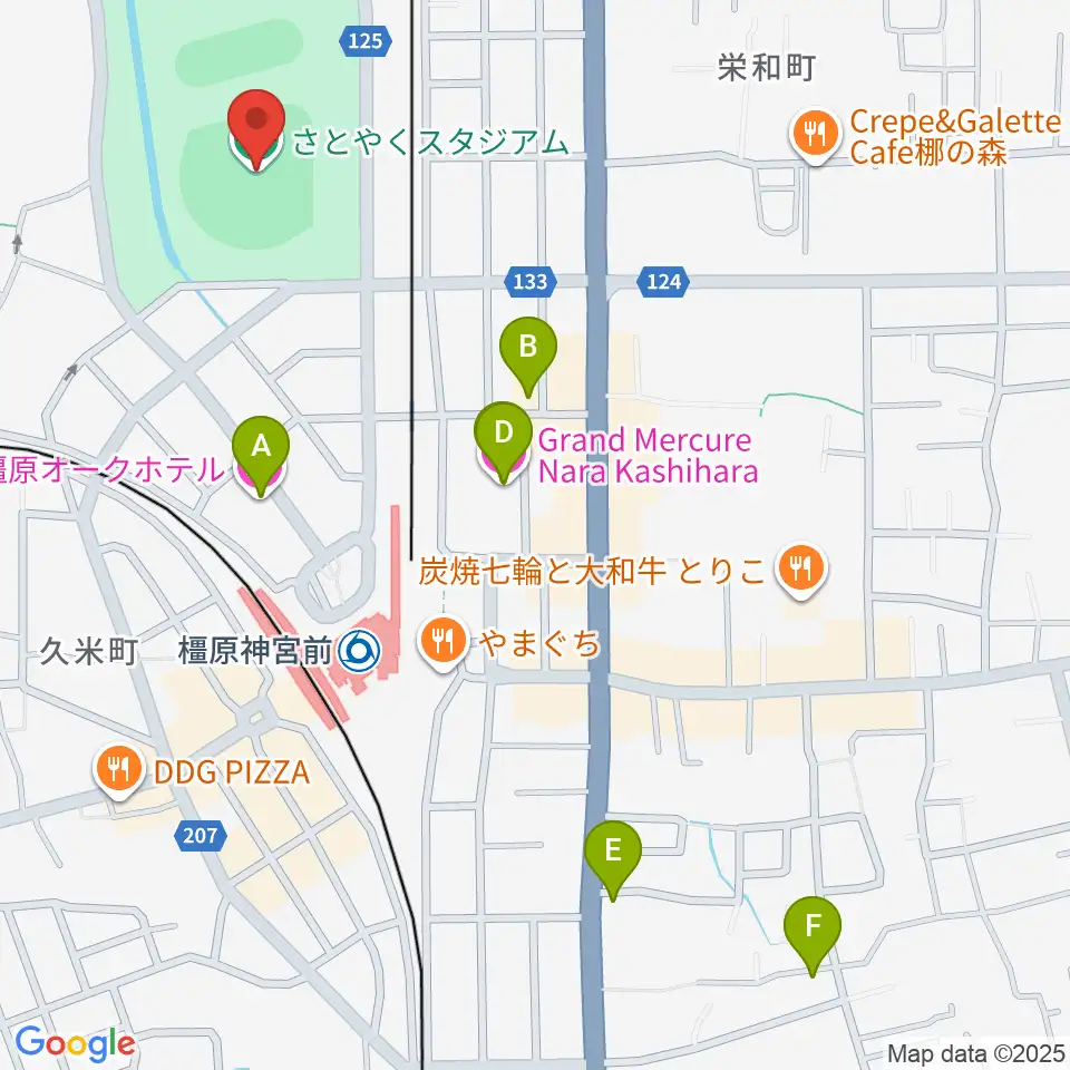さとやくスタジアム周辺のホテル一覧地図