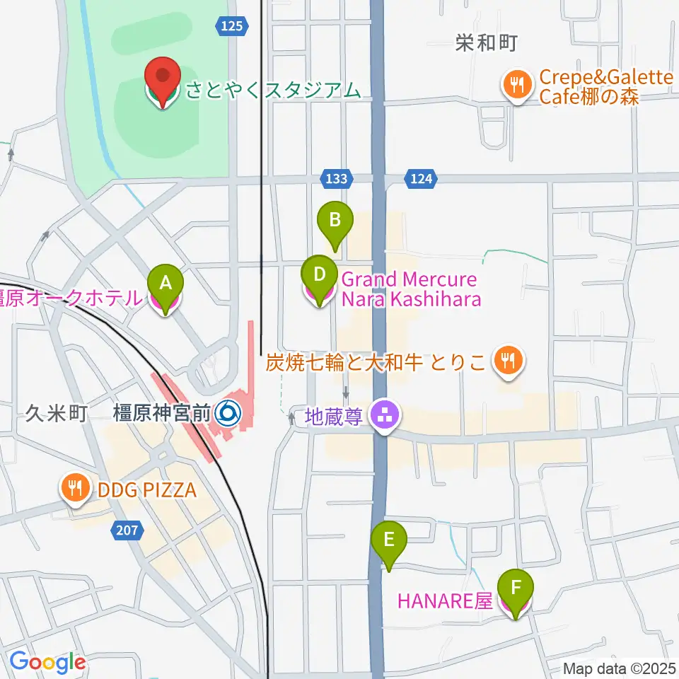 さとやくスタジアム周辺のホテル一覧地図