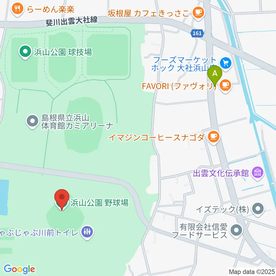 島根県立浜山公園野球場周辺のホテル一覧地図
