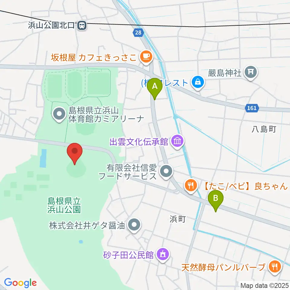 島根県立浜山公園野球場周辺のホテル一覧地図