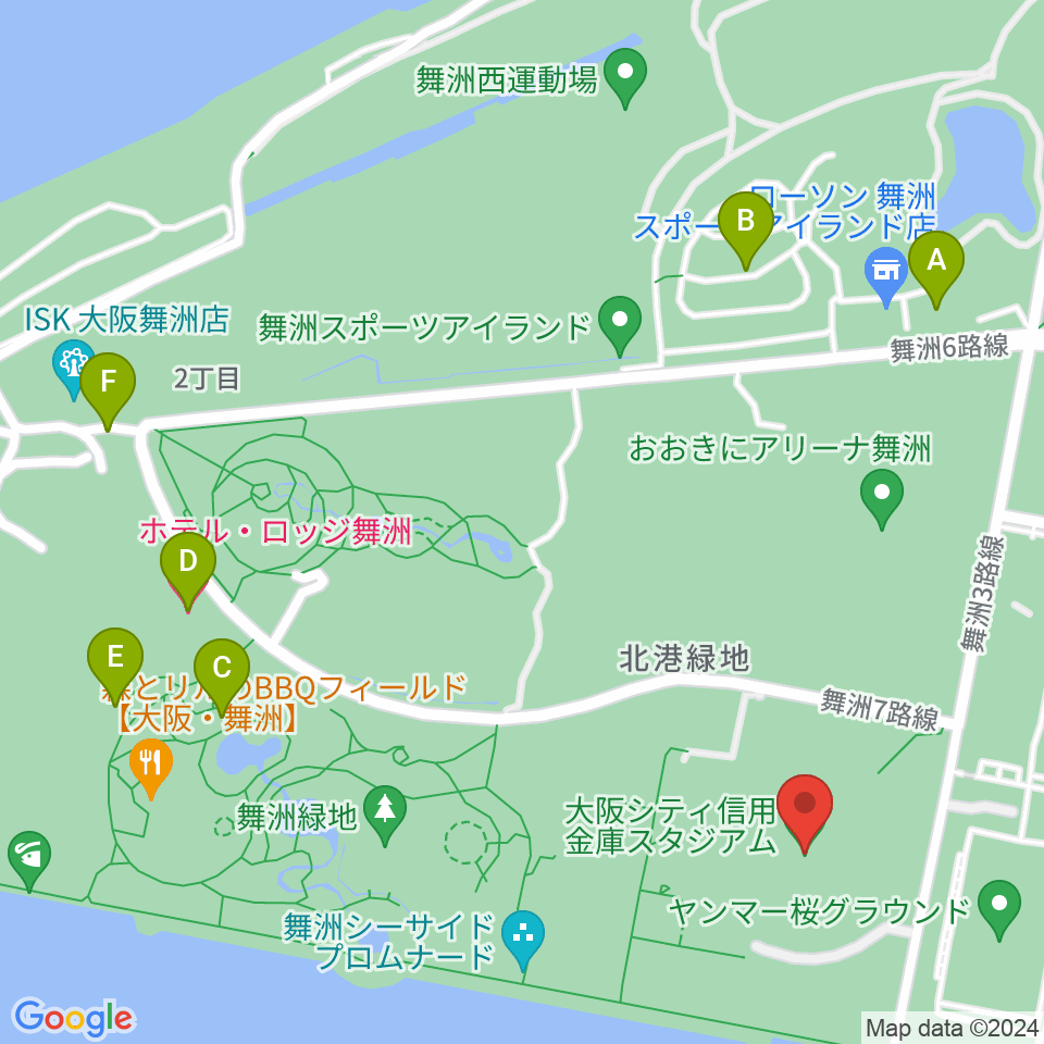 大阪シティ信用金庫スタジアム周辺のホテル一覧地図