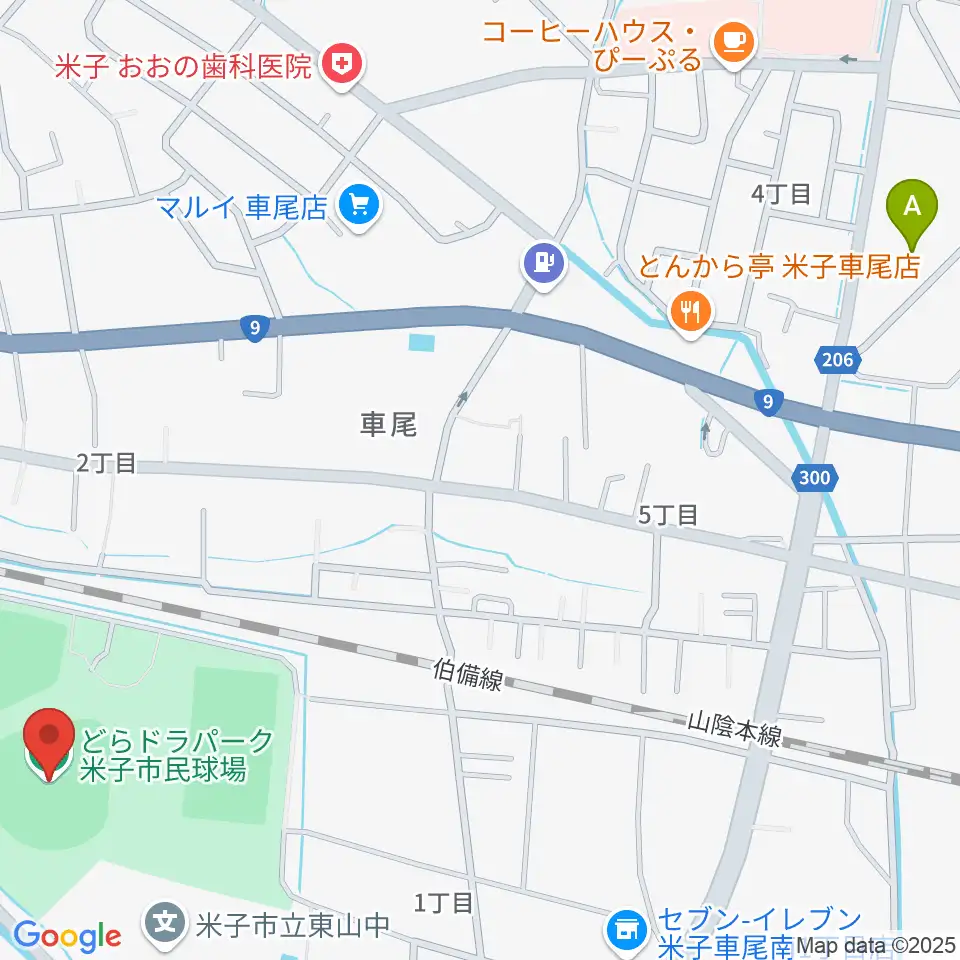 どらドラパーク米子市民球場周辺のホテル一覧地図