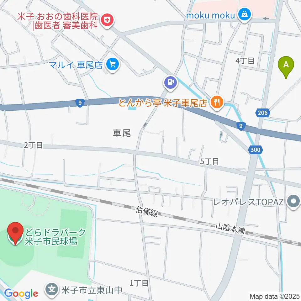 どらドラパーク米子市民球場周辺のホテル一覧地図