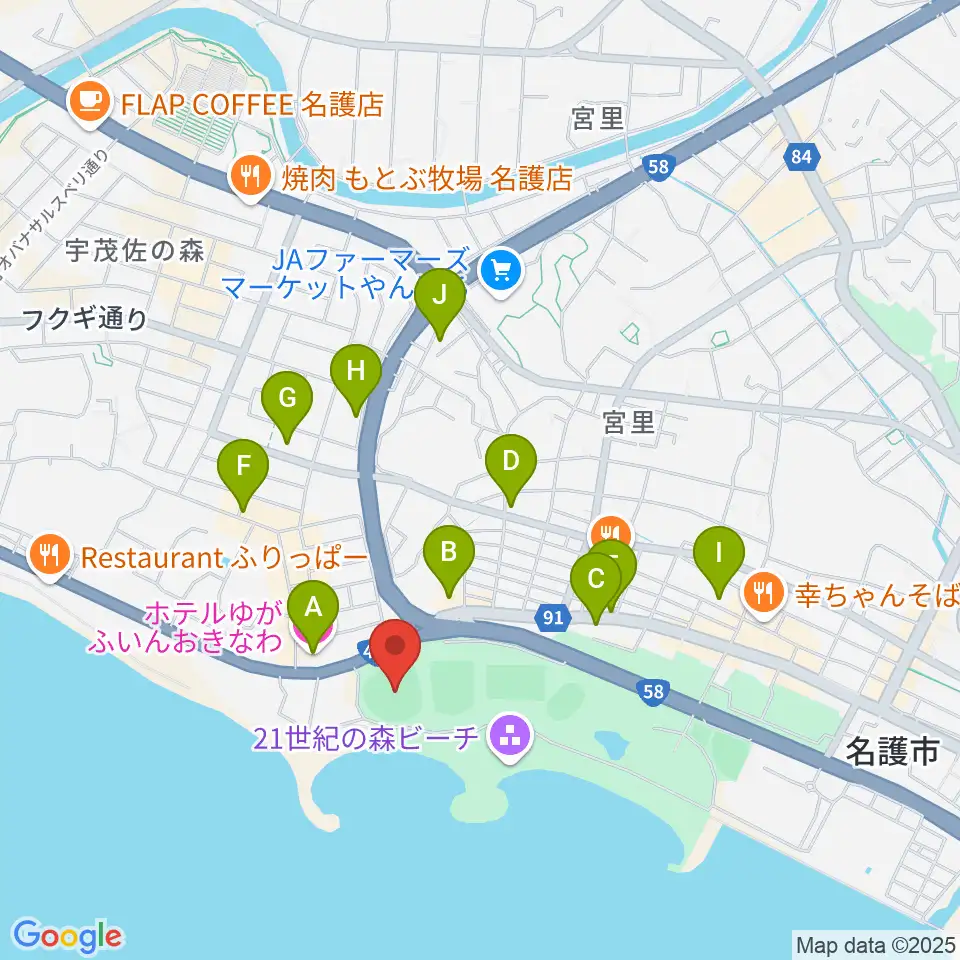 エナジックスタジアム名護周辺のホテル一覧地図