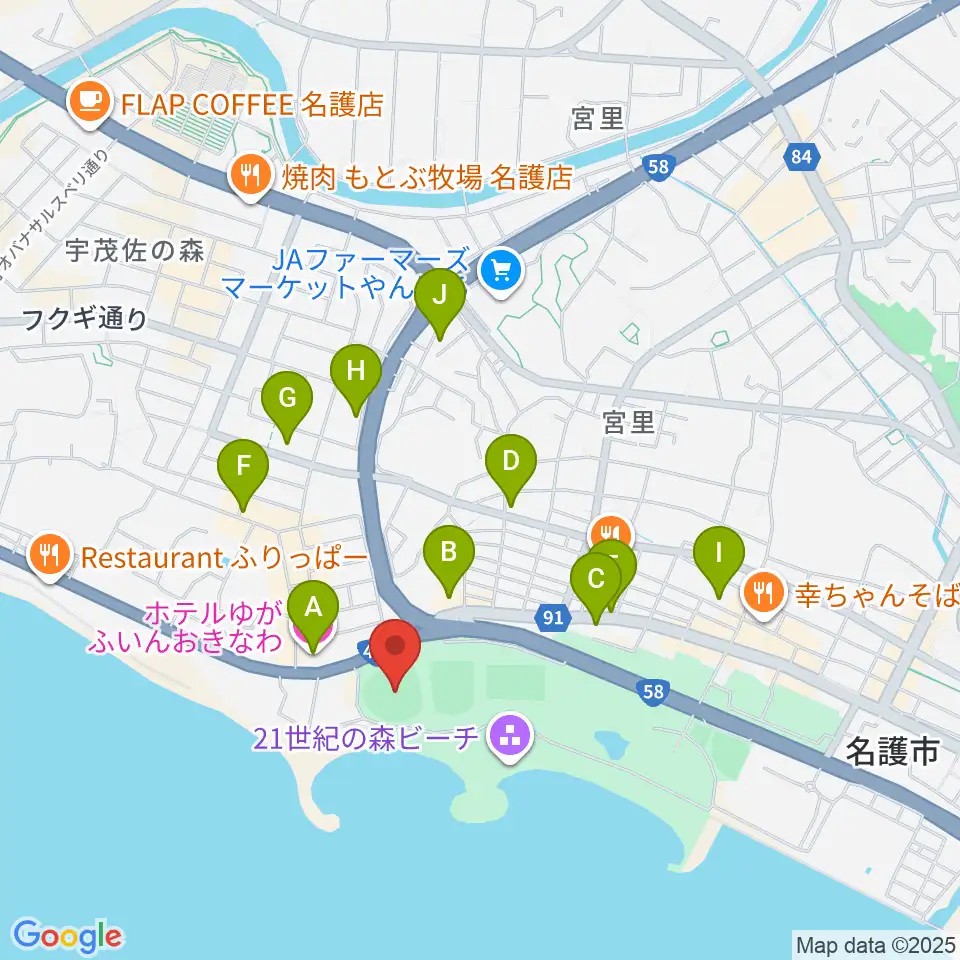 エナジックスタジアム名護周辺のホテル一覧地図