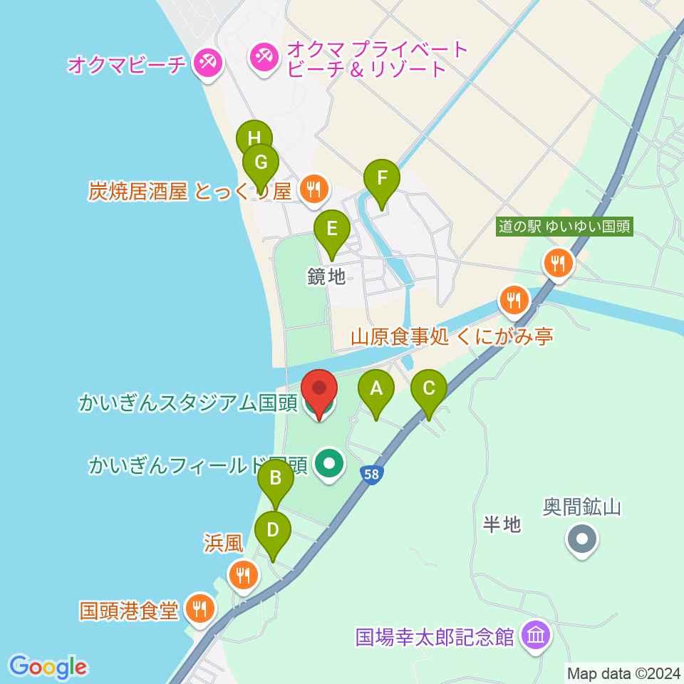 かいぎんスタジアム国頭周辺のホテル一覧地図