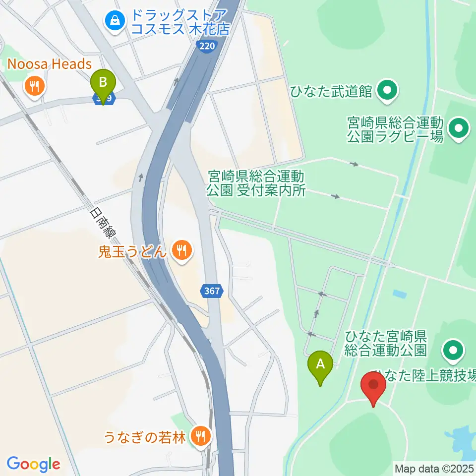 ひなたひむかスタジアム周辺のホテル一覧地図